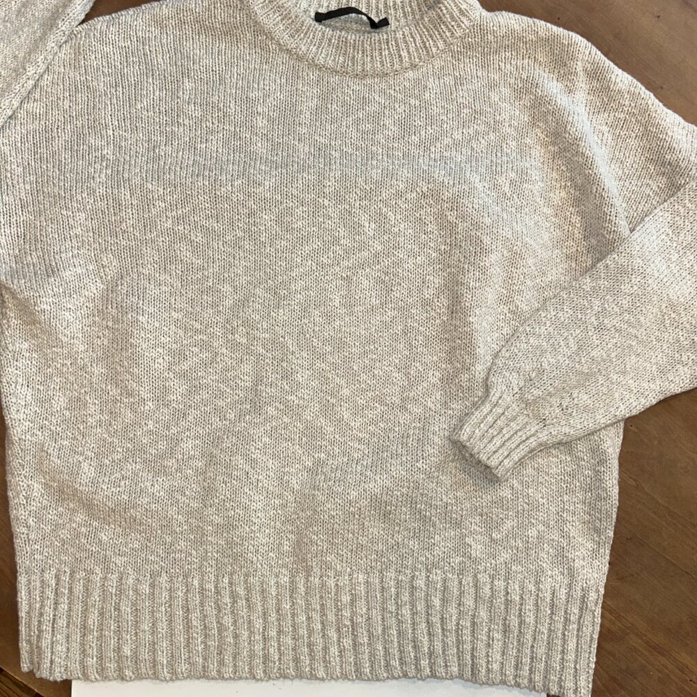 Jenni Kanye Cotton Linen Oversized Crew Neck, Oatmeal, Size Medium, Ladies - Picture 4 of 8